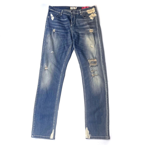 Jeans met blu invecchiato vita - met,