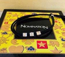 NOMINATION BRACCIALE ORIGINALE CUBIAMO VERA PELLE,LETTERE:FUD ACCIAIO/ORO