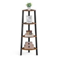 Libreria Angolare a 4 Ripiani Scaffale ad Angolo Portaoggetti Porta Piante per