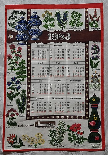 Calendario asciugamano vintage - asciugamano,