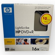Video HP Lightscribe DVD+R 4,7 GB 120 min 16x sigillato in fabbrica (confezione da 10) NUOVO