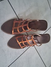 Sandalo donna Akethon arancio metallizzato