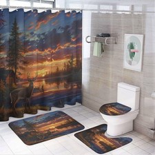 Vintage Forest Cabin Deer 4