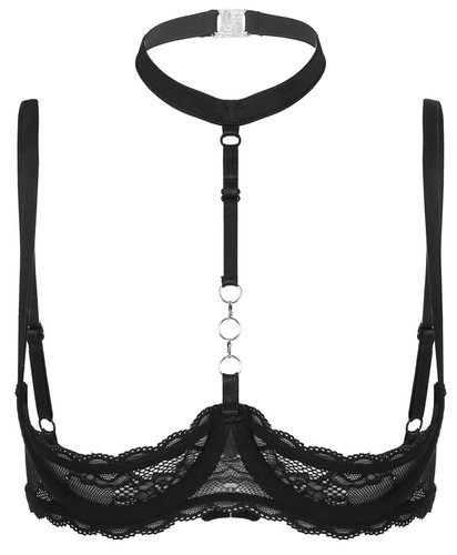 Reggiseno rosso nero - nero, seins-nus