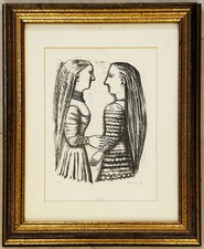 Massimo CAMPIGLI - DUE DONNE DI PROFILO , 1952 - Riproduzione fotolitografica