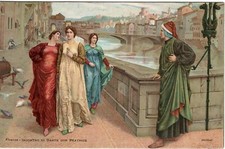 ITALIA 1918 DANTE INCONTRA BEATRICE CARTOLINA VG PER SAN FELICE A CANCELLO