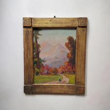 Quadro Dipinto olio Su Tavola Pittore Caravita Anni 30 Paesaggio Cornice Antica