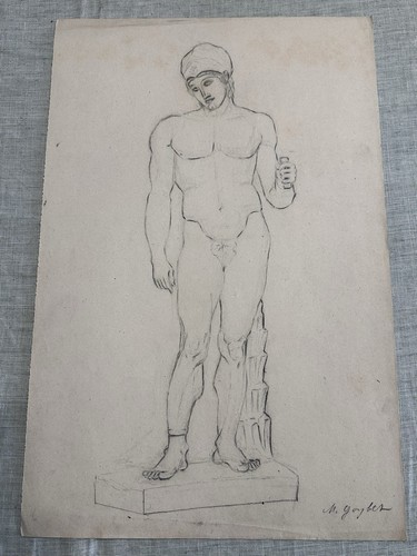 Antico disegno matita nudo - a,