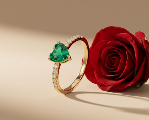 Anello smeraldo taglio cuore - anello,