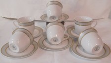 ELEGANTE SERVIZIO 6 TAZZE DA THE IN PORCELLANA BIANCO CON DECORO