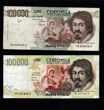 due banconote 100.000 lire