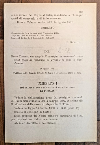 Trani anno 1892 - trani, in