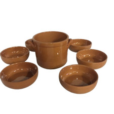 Set da Portata 7 Pezzi per Fagiolata in Ceramica Terracotta Made in Italy