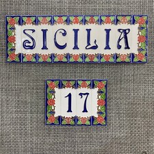 Lettere e Numeri civici in pregiata ceramica siciliana decorati a mano