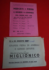 Volantini pubblicitari Fiera animali Miglionico 1937 Matera Basilicata