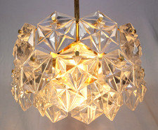 Lampadario Kinkeldey anni 60 ottone dorato cristallo vetro 3 livelli lampadario