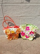 BORSA PAGLIA GRANDE CON FIORI