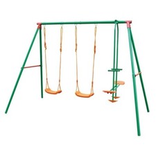 Altalena Acciaio 4 Posti Seggiolino Cavalluccio per Bambini da Giardino Esterno