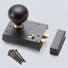 Set pomelli per porta tondi legno liscio nero ottone serratura cerchio serratura snib