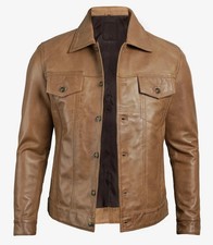 Giacca camionista pelle marrone cammello uomo Elegance for Everyday Wear robusta