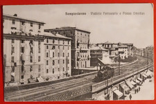 CARTOLINA SAMPIERDARENA VIADOTTO FERROVIARIO E PIAZZA OMNIBUS ( C 84 )