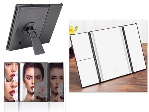 Trifold make mirror light - make, up