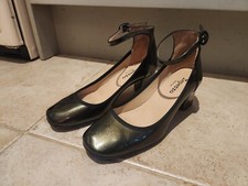 Repetto decolte tacco grosso cinturino alla caviglia verde metallizzato vernice UK 5 EU 38 RRP £ 300