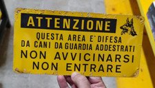 antica TARGA LAMIERINO ATTENTI AL CANE ANNI  70-80 pastore tedesco vintage