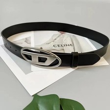 Unisex Black Leather Belt with