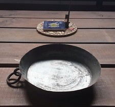 VINTAGE  VECCHIA  TEGLIA IN RAME CON ANELLO PER APPENDERE INBROCCATO