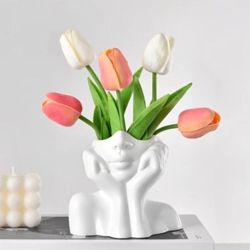 Vaso bianco design viso