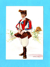 1512-CARTOLINA CON RICAMI IN TESSUTO- COSTUMI SARDI - NON viaggiata 70/80