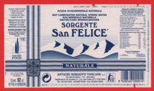 ETICHETTA ACQUA MINERALE NATURALE N°23 SORGENTE SAN FELICE (PISTOIA) 92cl