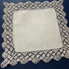 Fazzoletto centrino antico vintage merletto al tombolo 25 cm bianco