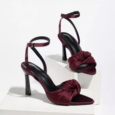 Sandali Borgogna in Raso Donna