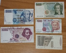 50000 10000 5000 1000  LIRE BERNINI 1 Tp VOLTA  BELLINI  POLO Montessori LOTTO