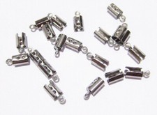 20pz coprinodo terminale in acciaio inox 10x4,5mm colore argento scuro per 2-3mm
