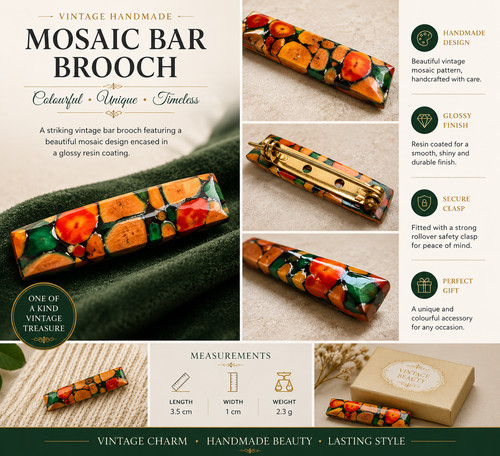 Spilla bar mosaico vintage