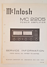 Informazioni di servizio amplificatore di potenza originale McIntosh MC2205 - BA001089