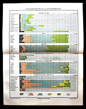 1902 Antica Mappa: Carta/Tabelle della Composizione del Mangine Animale .MEYERS