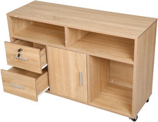 Mobile Multiuso Porta Stampante in Legno Con 3 Mensole, 2 Cassetti Con Chiave E 