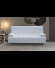 Divano letto tre posti, reclinabile, ecopelle bianco Sicorage 187cm Crucy