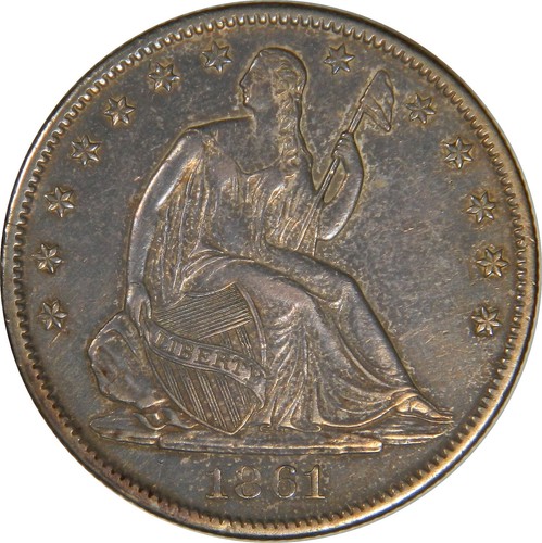1861 mezzo dollaro seduto - mezzo,