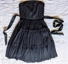 Abito da festa Anthropologie nero boho gotico strega vampiro formale pizzo balletto S