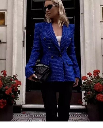 Blazer bluastro doppiopetto