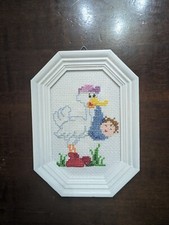 QUADRO RICAMO PUNTO CROCE NASCITA BIMBO/BIMBA | CORNICE REALIZZATA A MANO