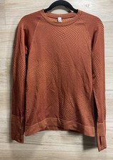 Maglione Lululemon Rest Less Manica Lunga Maglia Corsa Top 8 Griglie Warp Marrone