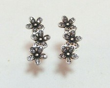 Orecchini margherite ARGENTO S925  3 margherite luminose lobo fiori