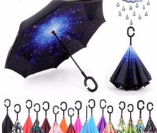 OMBRELLO REVERSIBILE APERTURA AL CONTRARIO AUTO ROVESCIATO ANTI PIOGGIA MODA NEW
