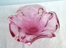 CENTROTAVOLA/PORTAOGGETTI/POSACENERE/SVUOTATASCHE IN VETRO ROSA DI MURANO